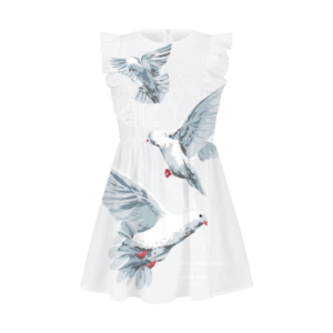 All-Over Print Girls Ruffle Trim Dress